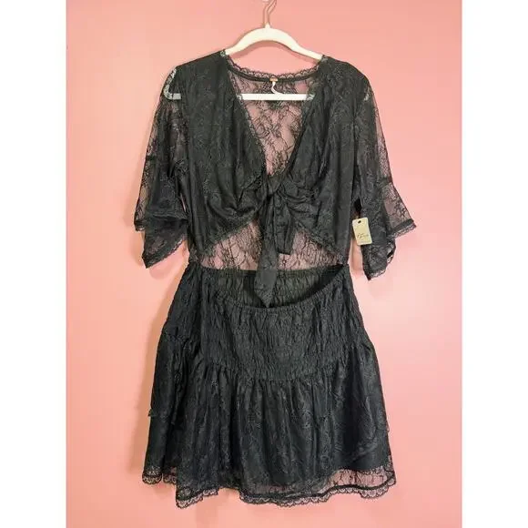 Free People Lala Lace Mini Dress Black Size XS Women Free People Lala Lace Mini Dress Black Size XS Women